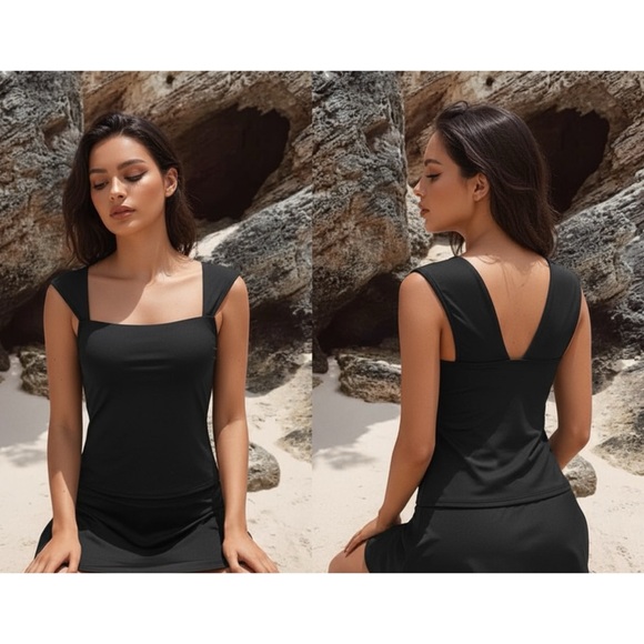 Lands' End Other - Lands end square neck underwire tankini swimsuit top 14 long thick strap
